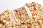 Women’s Floral Pleated Square Neck Pullover Top