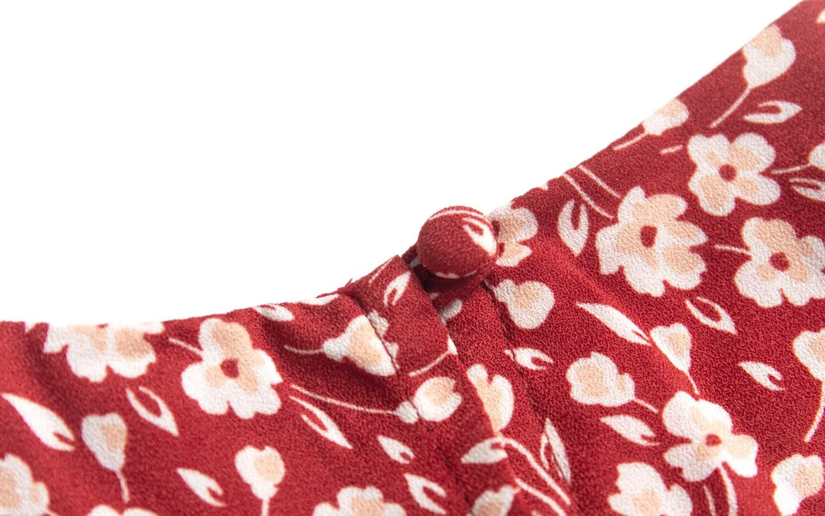 Women's French Floral Backless Split Midi Dress