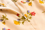 Women's V-Neck Floral Ruffle Smocked Sleeveless A-Line Midi Dress