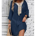 Women Clothing Holiday Neckline Lace Decorative Beach Blouse Holiday Sun Protection Loose Blouse Crochet hook