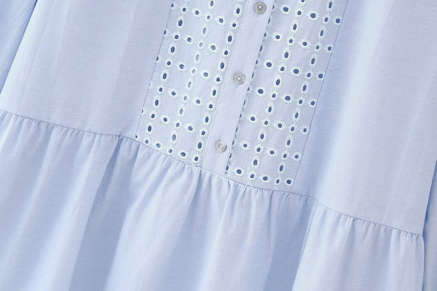 Women's Spring Hollow Out Cutout Embroidered Mini Long Sleeve Dress