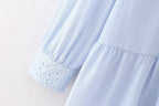 Women's Spring Hollow Out Cutout Embroidered Mini Long Sleeve Dress