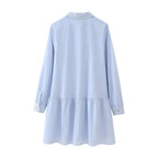 Women's Spring Hollow Out Cutout Embroidered Mini Long Sleeve Dress