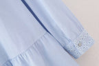 Women's Spring Hollow Out Cutout Embroidered Mini Long Sleeve Dress