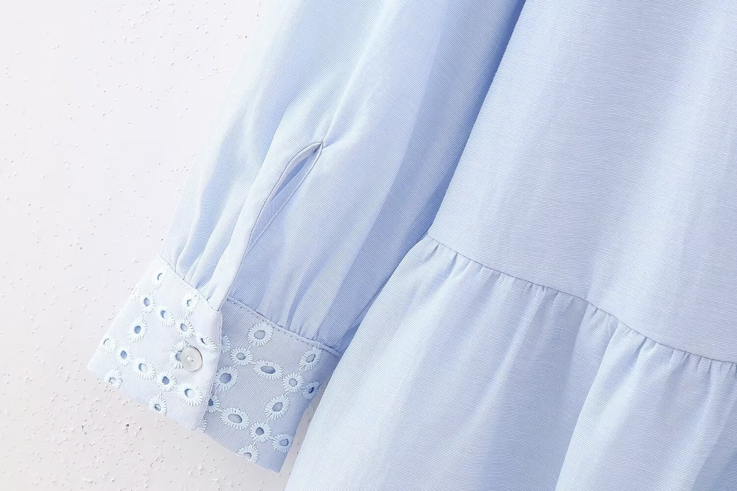 Women's Spring Hollow Out Cutout Embroidered Mini Long Sleeve Dress
