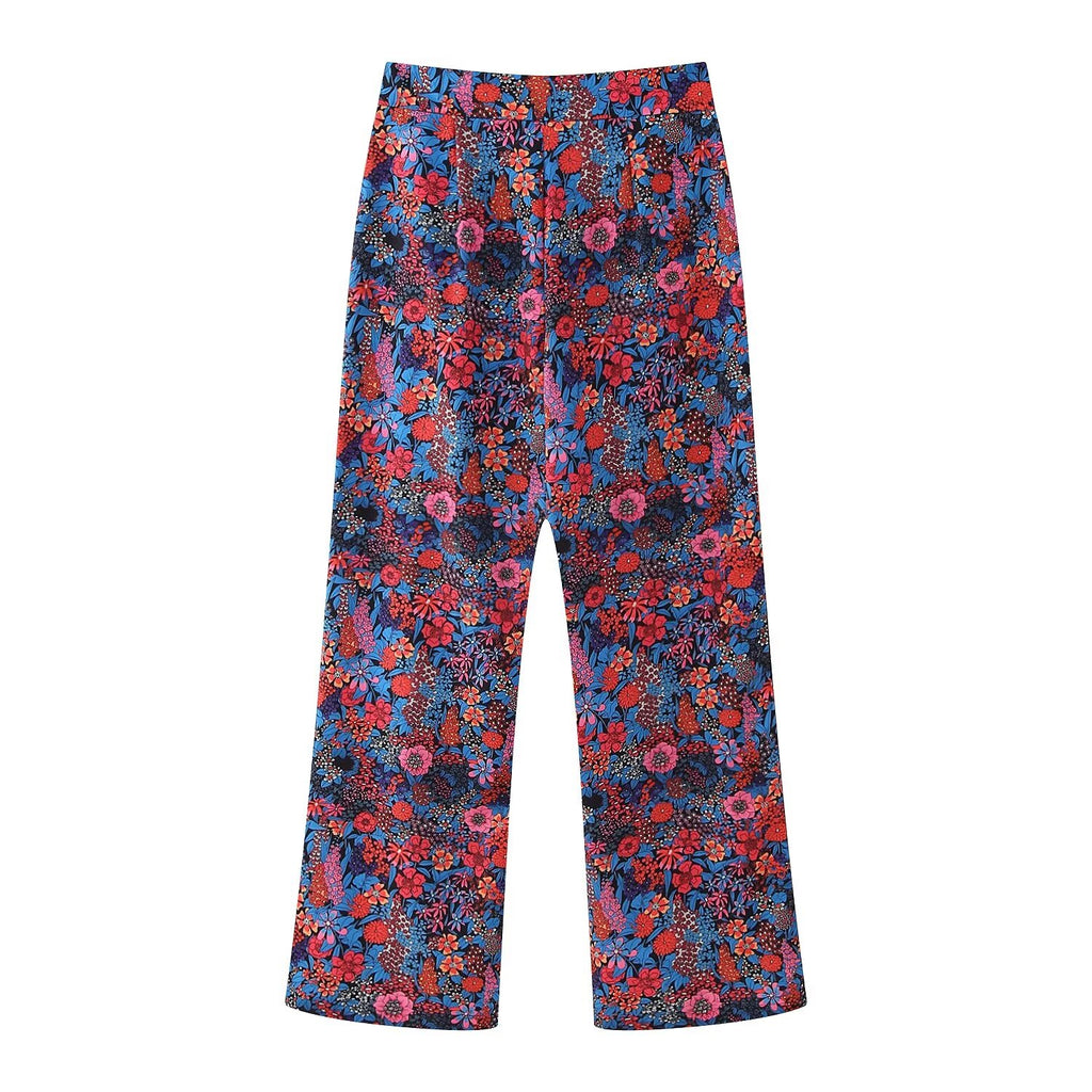 Women's Spring Women's Bow Print Top Casual Trousers Suit