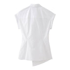 Women's Bow Tie Detail Short Sleeve Poplin Shirt