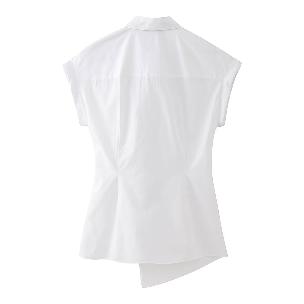 Women's Bow Tie Detail Short Sleeve Poplin Shirt