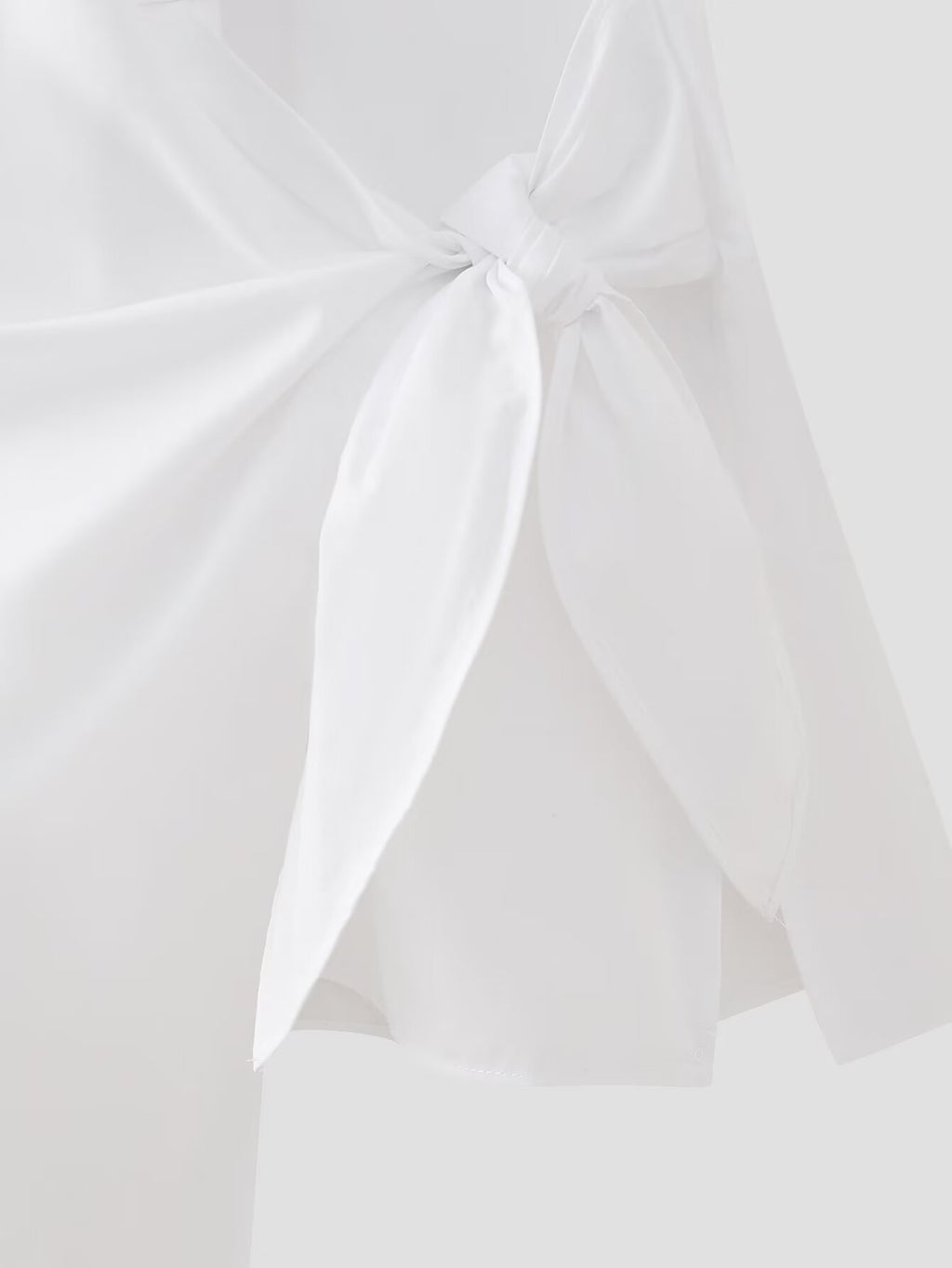 Women's Bow Tie Detail Short Sleeve Poplin Shirt