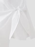 Women's Bow Tie Detail Short Sleeve Poplin Shirt