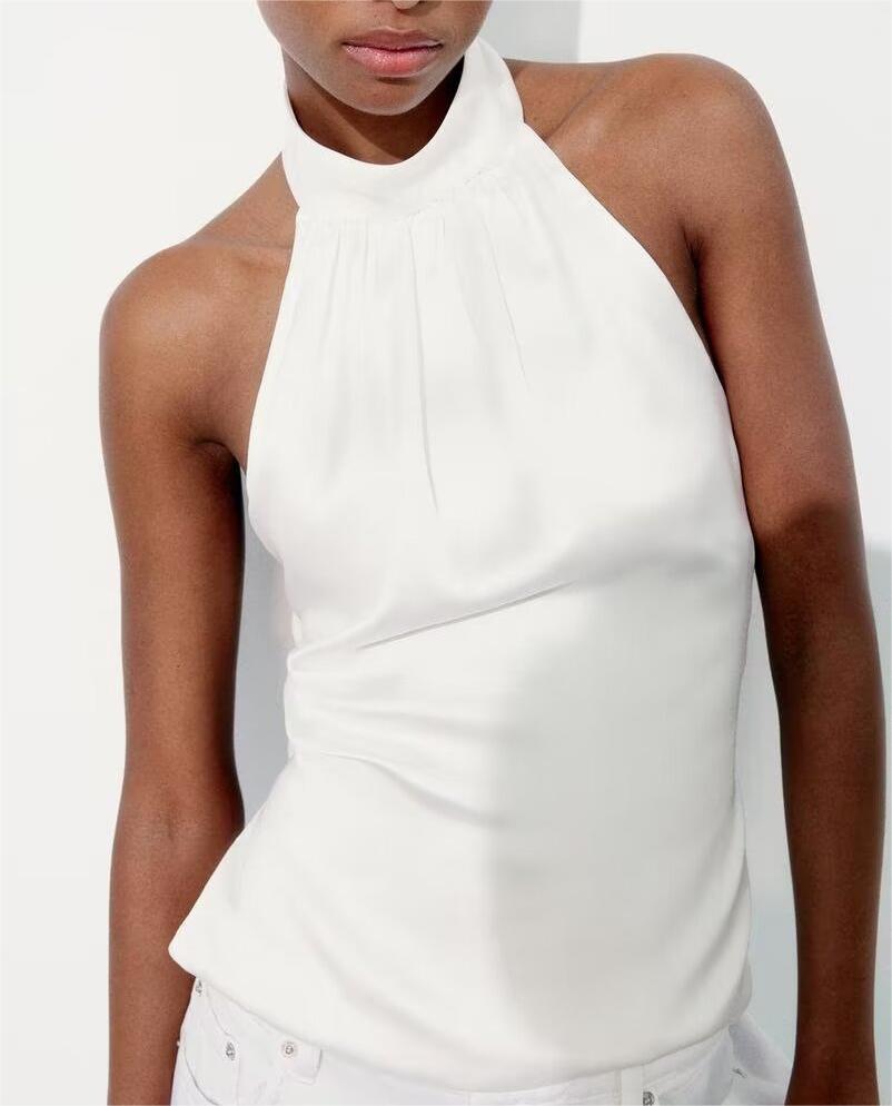 Women's Satin Halter Top Vest