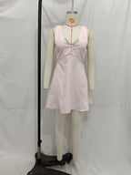 Pink Gem-Button Spaghetti-Strap Dress