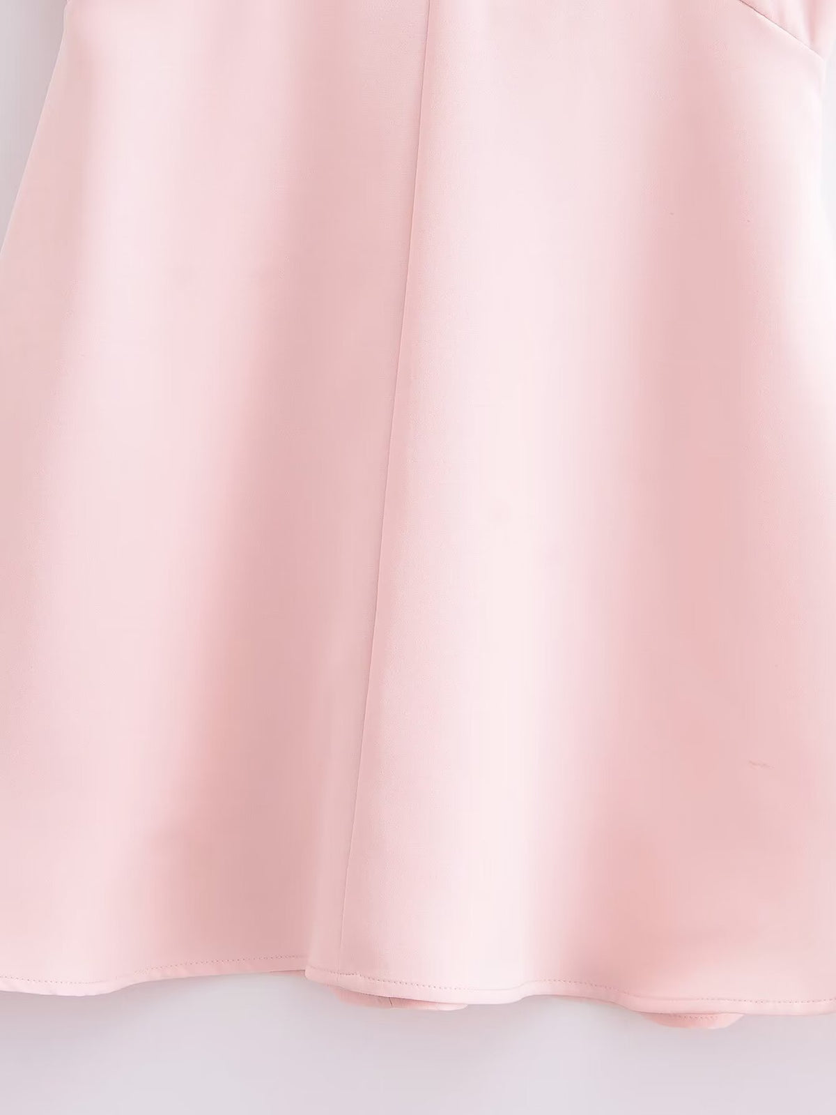 Pink Gem-Button Spaghetti-Strap Dress