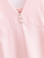 Pink Gem-Button Spaghetti-Strap Dress