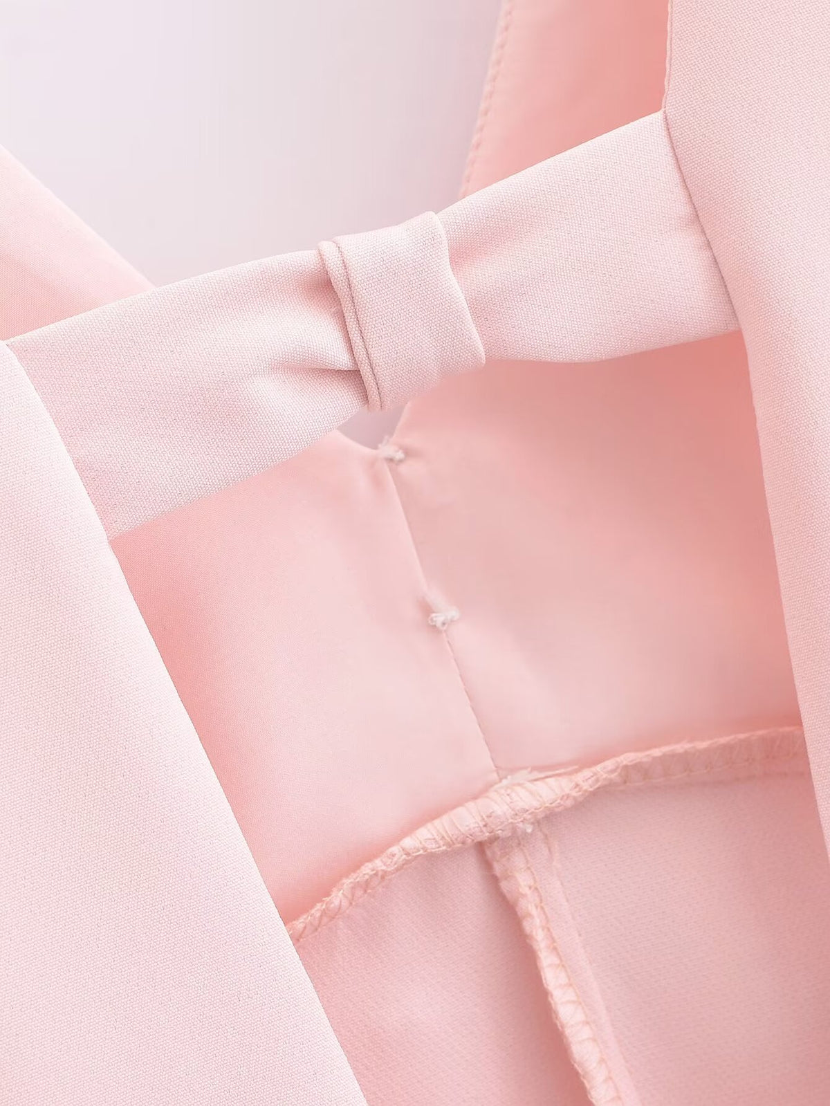Pink Gem-Button Spaghetti-Strap Dress