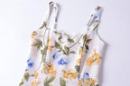 Women French Retro V Neck Slim Fit Printed Fishtail Dress Seaside Vacation