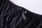 Women’s Black Puff Sleeve Lace Up Square Neck Crop Top