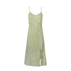 Floral Spaghetti-Strap Side-Slit Midi Dress