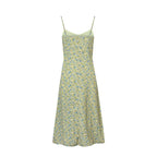 Floral Spaghetti-Strap Side-Slit Midi Dress