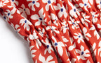 Women's Red Floral Square Neck Puff Sleeve Top