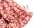 Women's Red Floral Square Neck Puff Sleeve Top