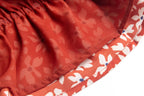 Women's Red Floral Square Neck Puff Sleeve Top
