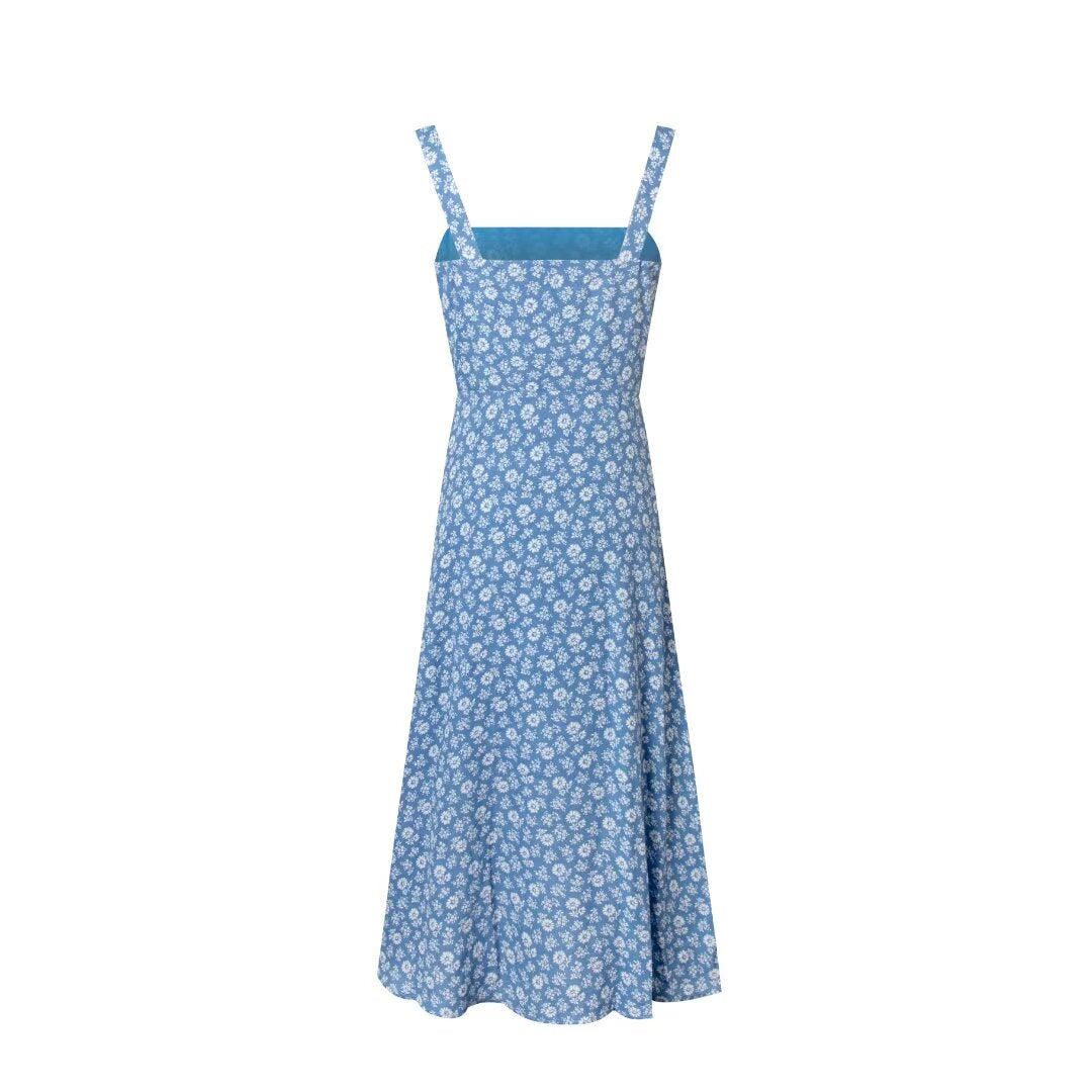Vintage Floral Button Cami Midi Dress