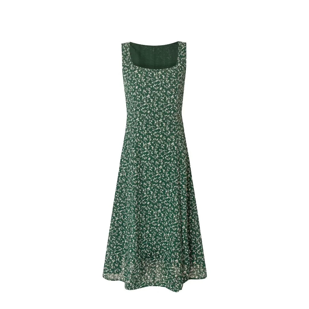 Vintage Floral Sleeveless Midi Dress