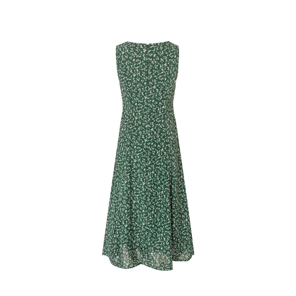 Vintage Floral Sleeveless Midi Dress