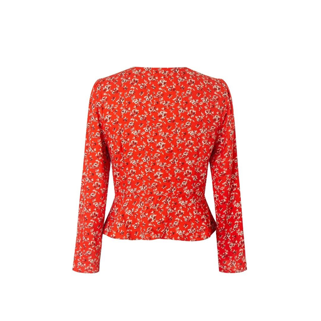 Women’s French Floral V Neck Long Sleeve Shirt