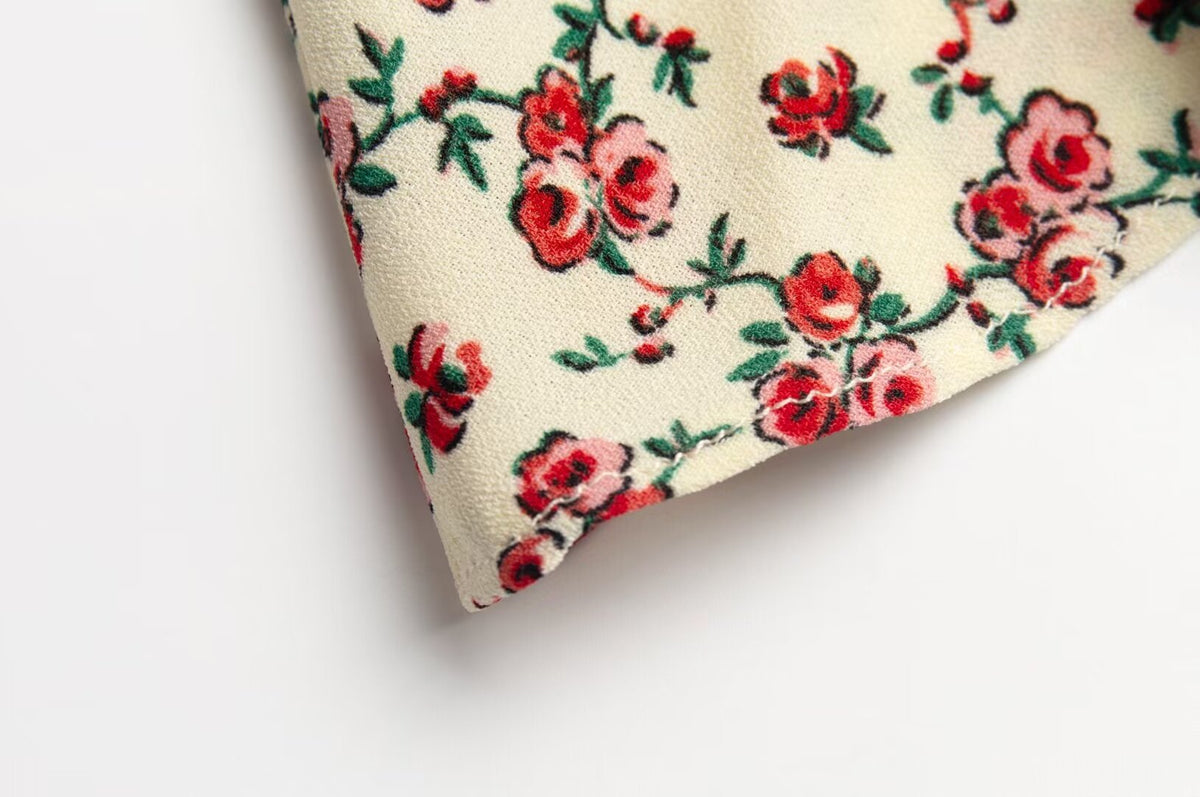 Women’s French Floral V Neck Long Sleeve Shirt