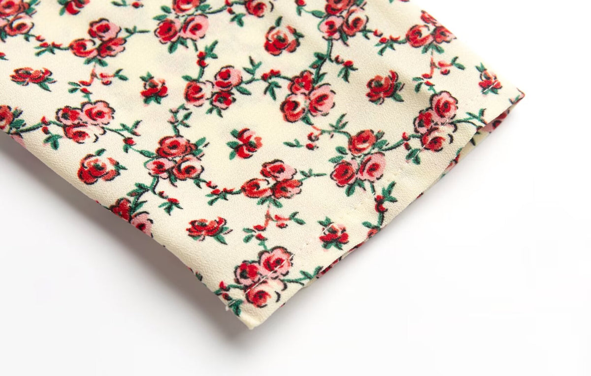 Women’s French Floral V Neck Long Sleeve Shirt