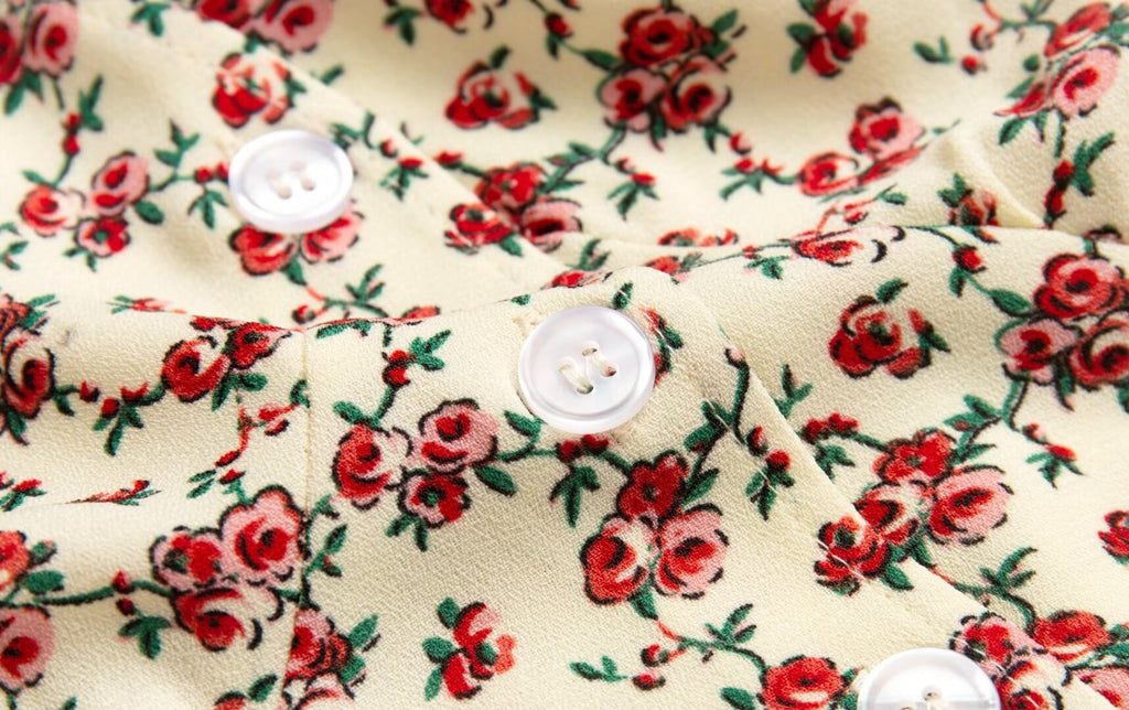 Women’s French Floral V Neck Long Sleeve Shirt