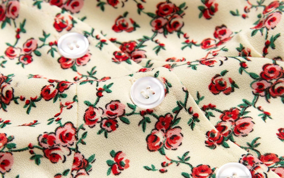 Women’s French Floral V Neck Long Sleeve Shirt