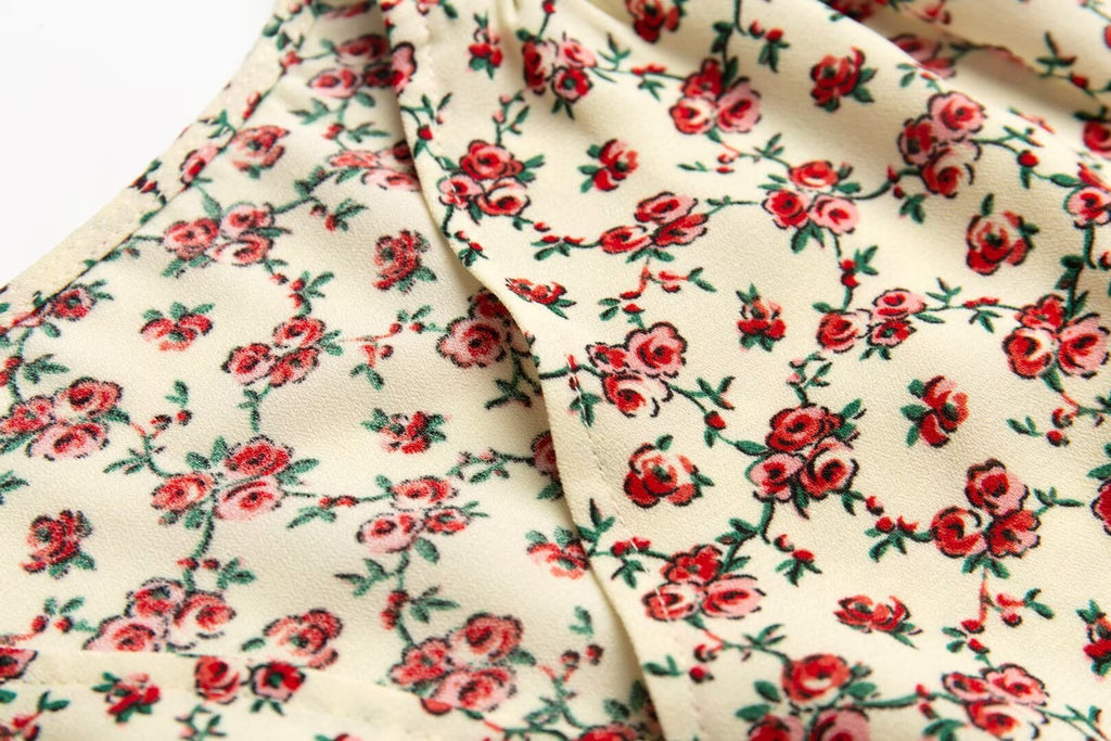 Women’s French Floral V Neck Long Sleeve Shirt