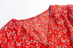 Women’s French Floral V Neck Long Sleeve Shirt