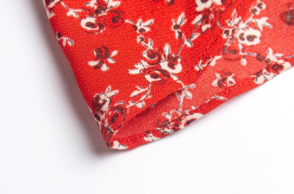 Women’s French Floral V Neck Long Sleeve Shirt