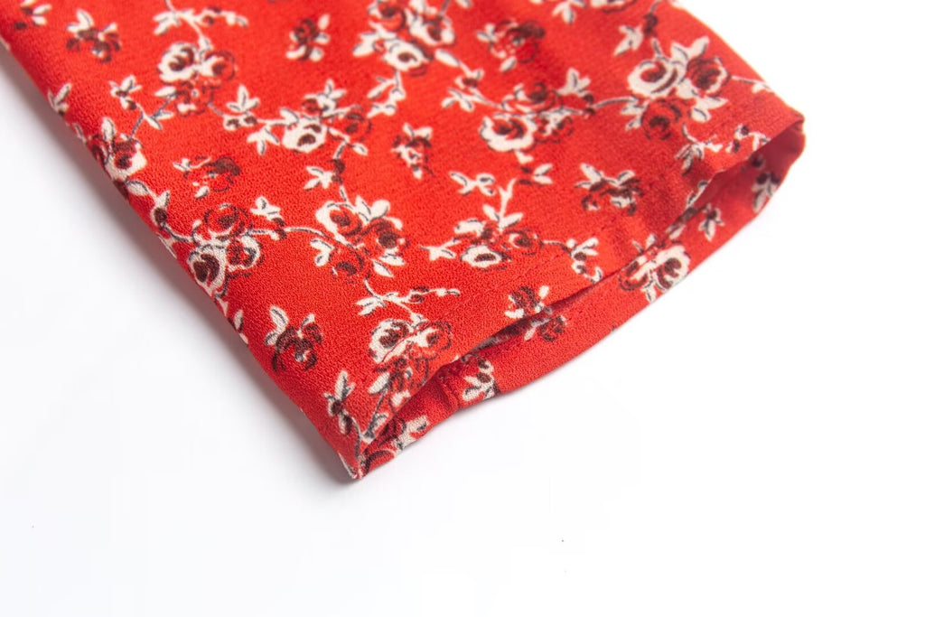 Women’s French Floral V Neck Long Sleeve Shirt
