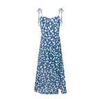 Printed Cami Pleated Split Midi Dress