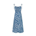 Printed Cami Pleated Split Midi Dress