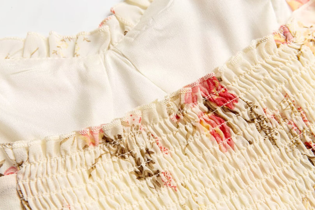 Women's Beige Floral Vacation Cami Dress