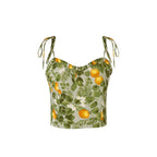 Women’s Green Smocked Tie Neck Crop Camisole