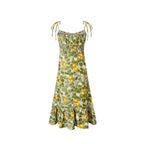 Women's Ruffle-Trim Tropical-Print V-Neck Midi Dress