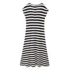 Round-Neck Holiday Striped Knitted Dress