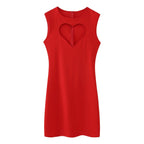 Red Heart Cutout Long Sleeve Mini Dress