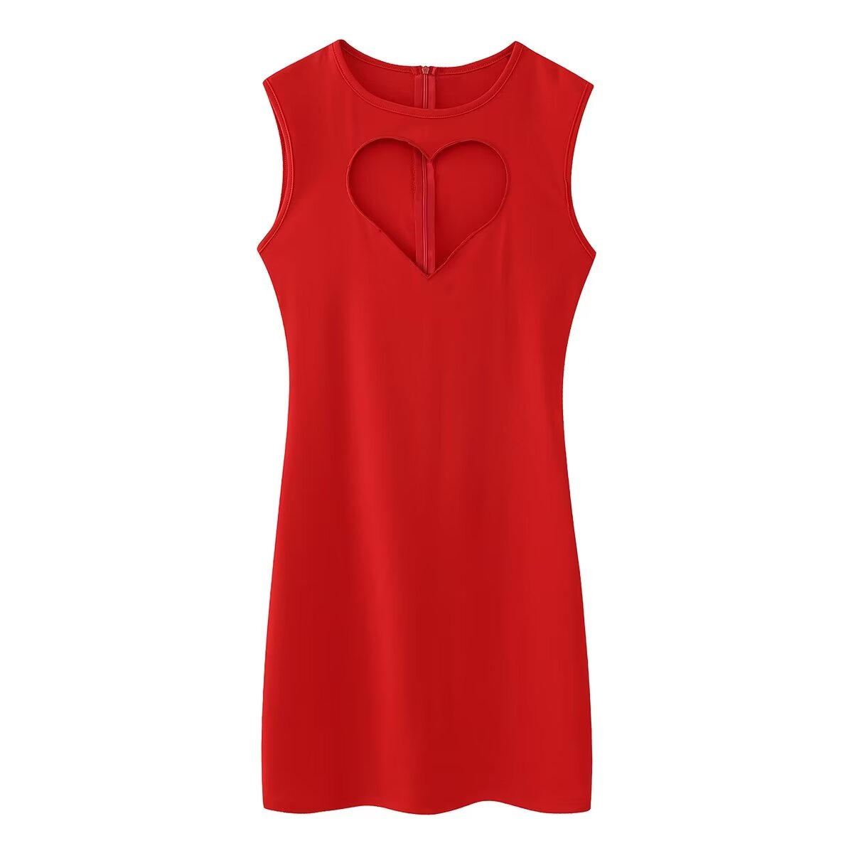Red Heart Cutout Long Sleeve Mini Dress