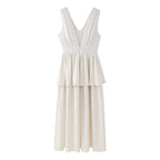 V-Neck Sleeveless A-Line Midi Dress