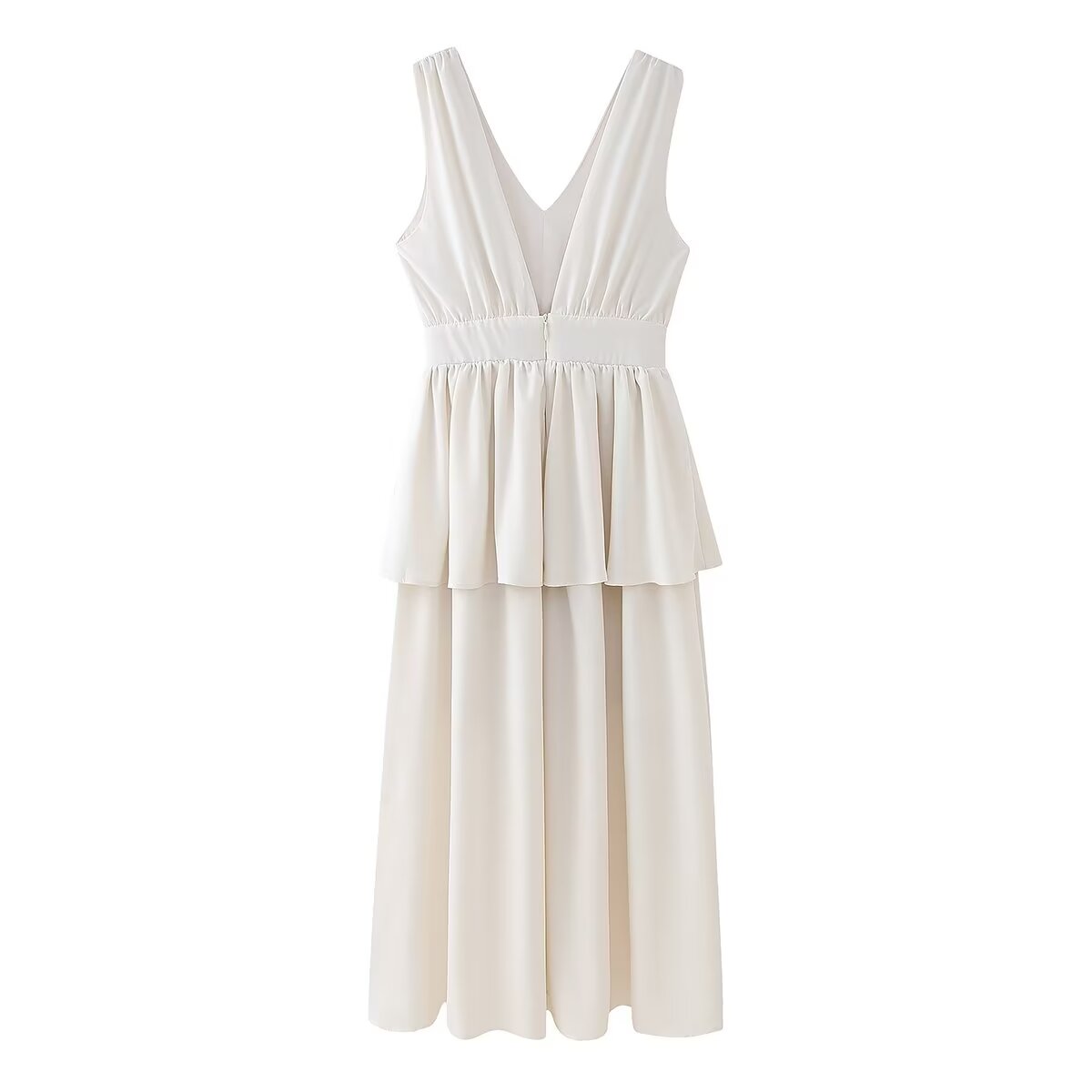 V-Neck Sleeveless A-Line Midi Dress