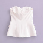 's Silk Satin Texture Stitching Corset Top