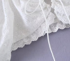 Women's Puff Sleeve Lace Up Slim Fit Short Small Shirt